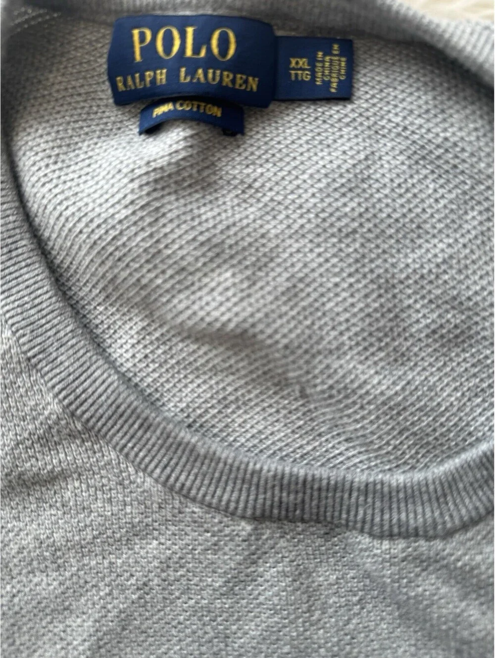 Polo Ralph Lauren Pima Cotton Sweater Men’s XXL Gray Crewneck Knit Pullover
